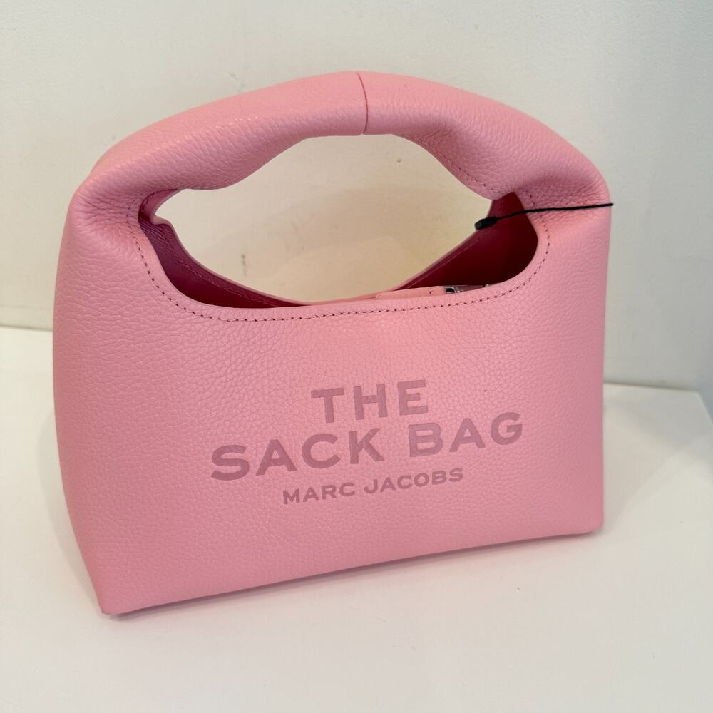 Marc Jacobs Women's Ribbon Pink The Mini Sack Leather Top Handle Bag Authentic - Picture 2 of 16